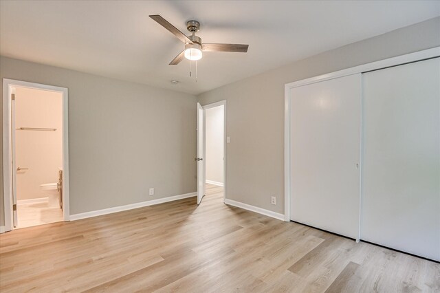 1116 Northwood Rd, Augusta, GA 30909 - unfurnished bedroom featuring light wood finished floors, ensuite bathroom, a closet, and ceiling fan