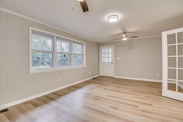 1116 Northwood Rd, Augusta, GA 30909 - spare room with ceiling fan, ornamental molding, and light wood-style floors