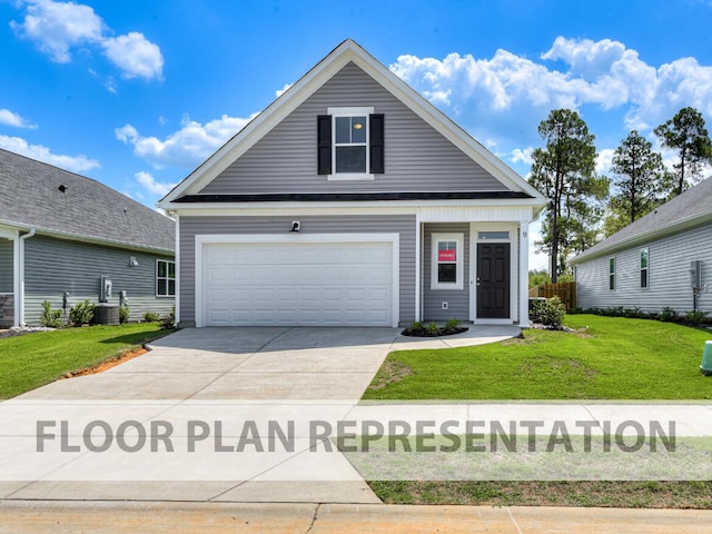 view of front of house featuring a garage and a front yard