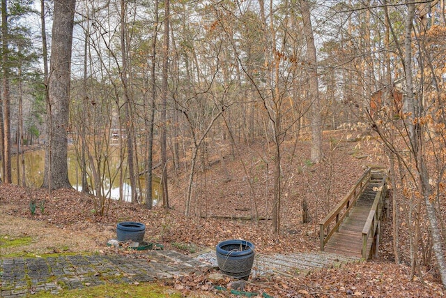 view of yard with a water view