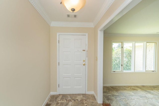 3411 Kamel Cir, Augusta, GA 30909 - foyer with ornamental molding, baseboards, and stone finish flooring