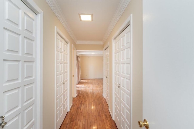 3411 Kamel Cir, Augusta, GA 30909 - hallway with light wood-style floors and ornamental molding