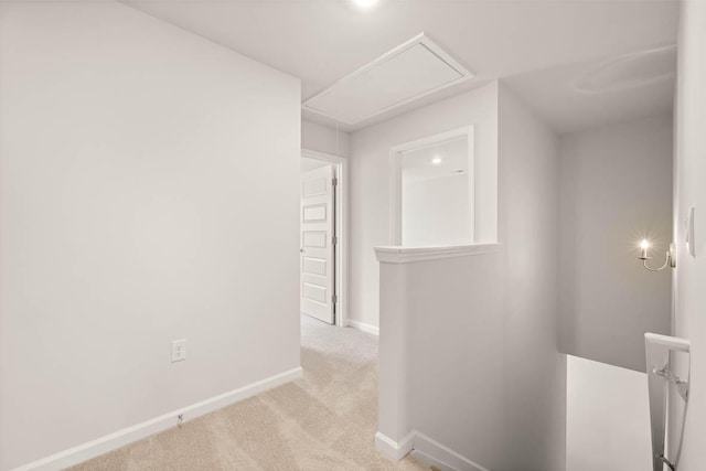 3445 Firestone Dr, Hephzibah, GA 30815 - corridor featuring baseboards, an upstairs landing, carpet, and attic access