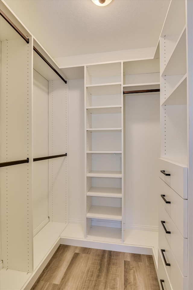 spacious closet with light wood-style flooring