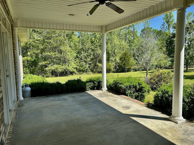 view of patio with a ceiling fan