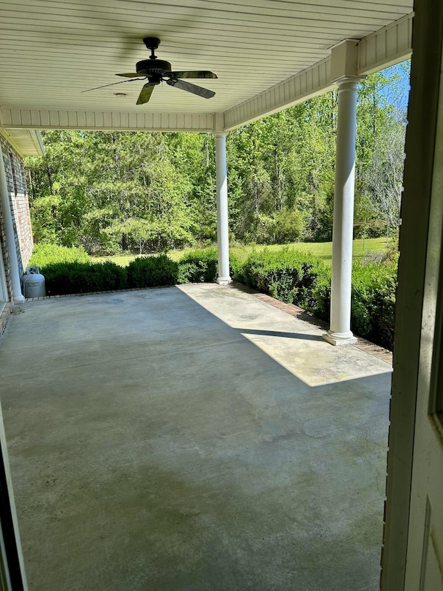view of patio / terrace featuring ceiling fan
