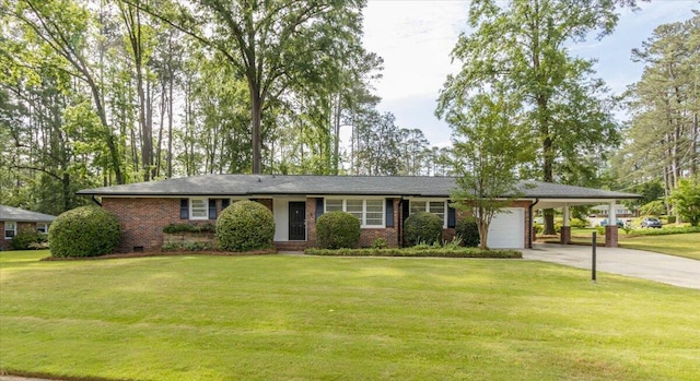 2924 Stratford Dr, Augusta, GA 30909 - view of front facade with driveway, a garage, an attached carport, brick siding, and a front lawn