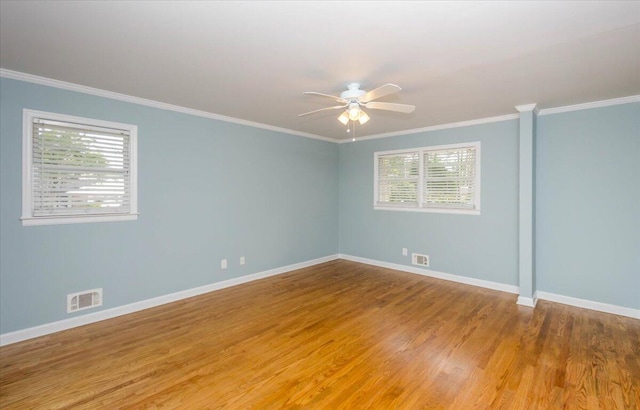 2924 Stratford Dr, Augusta, GA 30909 - spare room with ceiling fan, light wood finished floors, and ornamental molding