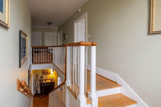 staircase with ornamental molding