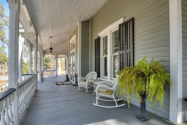 wooden deck with covered porch