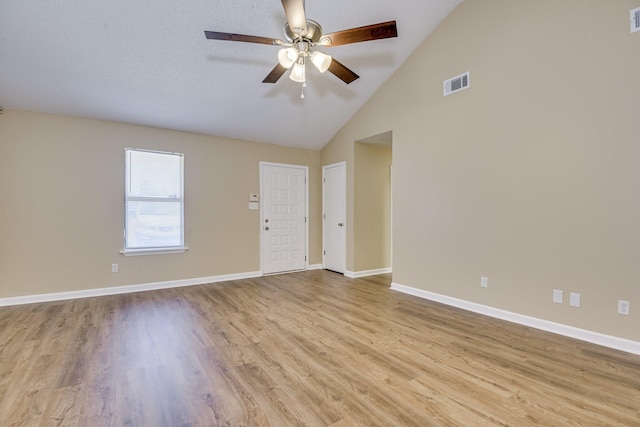 3831 Highpointe Dr, Hephzibah, GA 30815 - spare room with ceiling fan, wood finished floors, and high vaulted ceiling