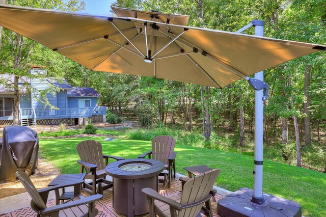 view of patio / terrace with area for grilling and an outdoor fire pit