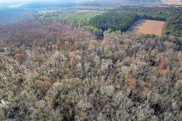 bird's eye view featuring a forest view