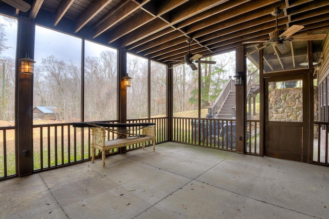 view of unfurnished sunroom