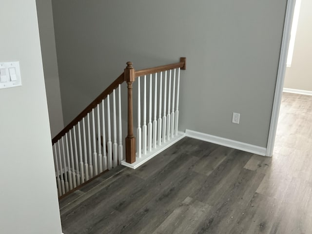 staircase featuring wood-type flooring