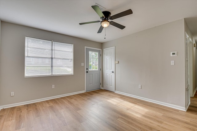 2505 Blackstone St, Augusta, GA 30906 - foyer with a ceiling fan, baseboards, and light wood-type flooring