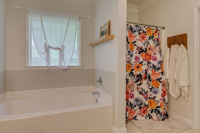 207 Oleander Trl, Evans, GA 30809 - full bathroom with ornamental molding, a bath, and curtained shower