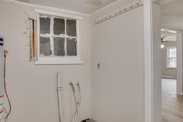 1917 Lazenby Dr, Augusta, GA 30906 - detailed view of crown molding, a ceiling fan, and wood finished floors