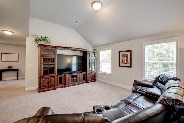 729 Houston Lake Dr, Evans, GA 30809 - living area featuring light colored carpet and lofted ceiling