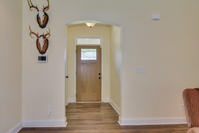 132 Running Creek Dr, North Augusta, SC 29860 - entrance foyer with arched walkways, wood finished floors, and baseboards