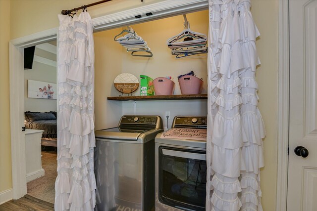 132 Running Creek Dr, North Augusta, SC 29860 - washroom with separate washer and dryer and wood finished floors