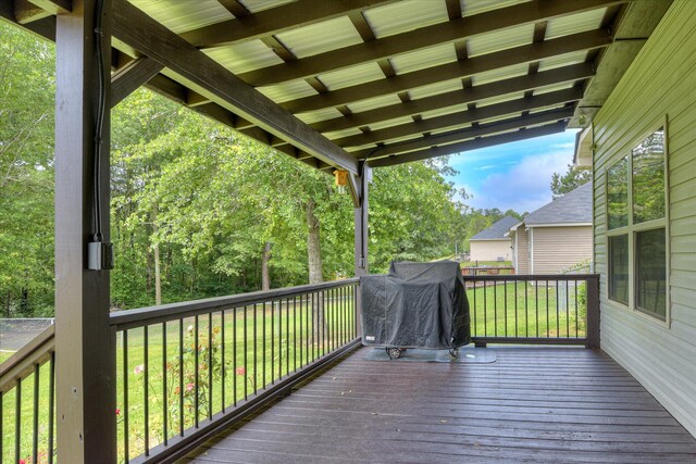 132 Running Creek Dr, North Augusta, SC 29860 - wooden deck featuring grilling area and a lawn