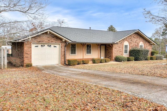 single story home with a garage