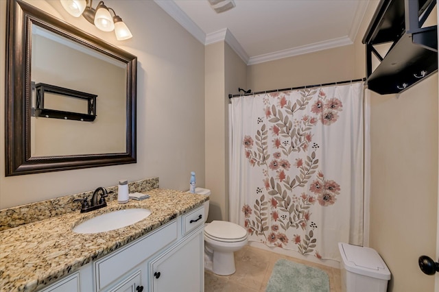 214 Torrey Pine Trl, Evans, GA 30809 - full bath featuring toilet, vanity, crown molding, and tile patterned flooring