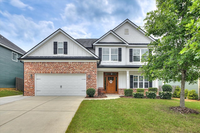 214 Torrey Pine Trl, Evans, GA 30809 - craftsman house featuring board and batten siding, brick siding, driveway, and a front lawn