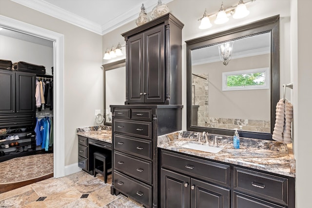 462 Armstrong Way, Evans, GA 30809 - full bath featuring ornamental molding, vanity, a spacious closet, a shower, and baseboards