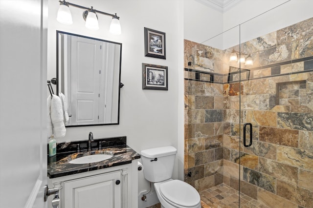 462 Armstrong Way, Evans, GA 30809 - bathroom with a stall shower, toilet, vanity, and stone finish flooring
