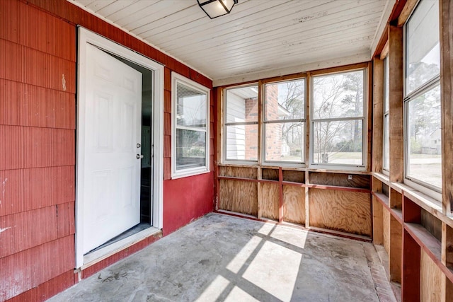 view of unfurnished sunroom