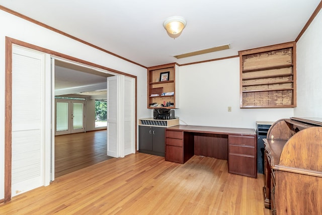 3134 Walton Way, Augusta, GA 30909 - office with ornamental molding, light wood-style flooring, and french doors