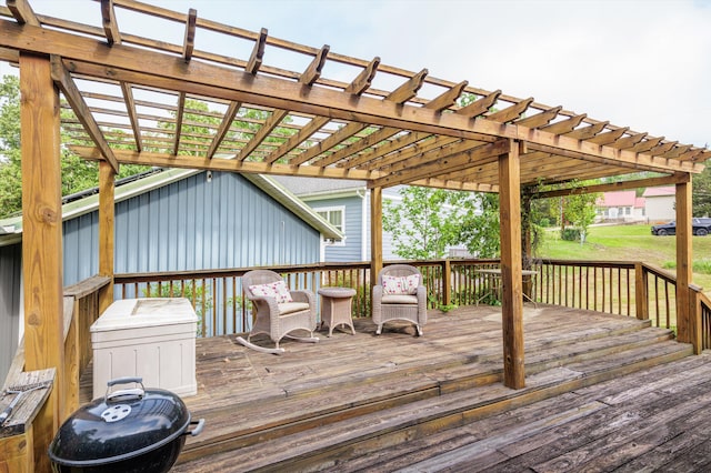 deck featuring a pergola