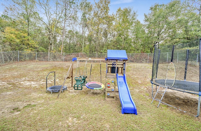 view of playground featuring a trampoline