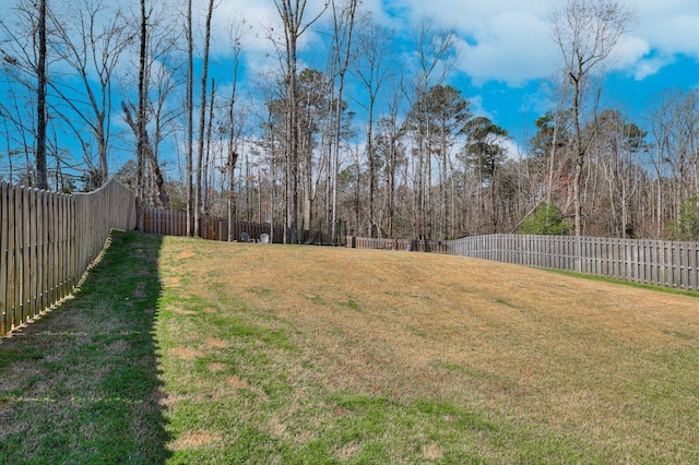 view of yard with a fenced backyard