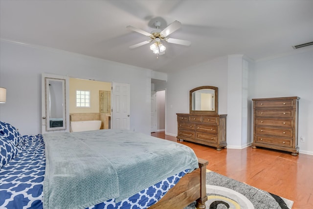 3463 Rhodes Hill Dr, Augusta, GA 30907 - bedroom featuring wood finished floors, ornamental molding, ceiling fan, and baseboards