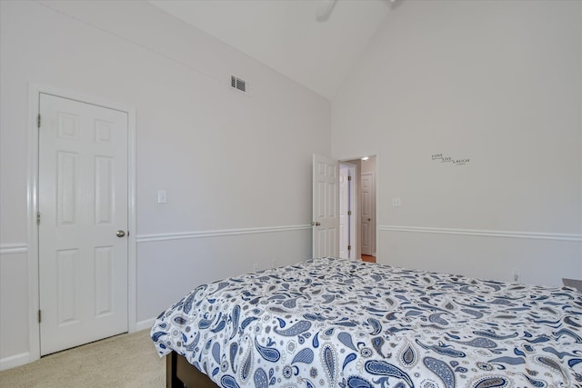 3463 Rhodes Hill Dr, Augusta, GA 30907 - bedroom featuring high vaulted ceiling and carpet