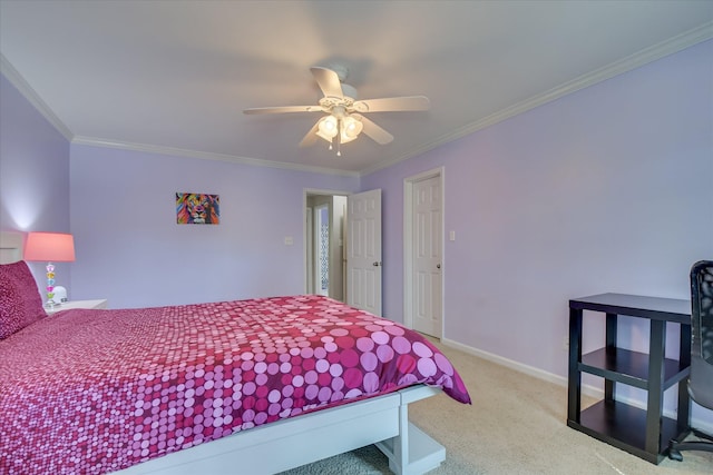 3463 Rhodes Hill Dr, Augusta, GA 30907 - carpeted bedroom featuring ornamental molding, ceiling fan, and baseboards