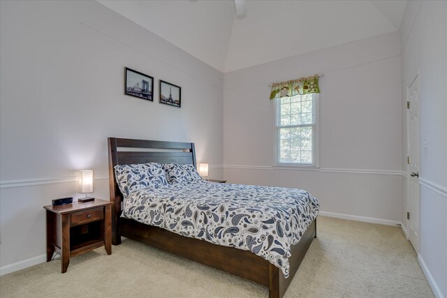 3463 Rhodes Hill Dr, Augusta, GA 30907 - bedroom featuring carpet flooring, vaulted ceiling, baseboards, and ceiling fan