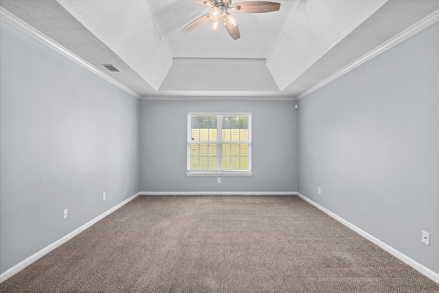 4308 Felmellow Dr, Grovetown, GA 30813 - spare room with a tray ceiling, ceiling fan, carpet, crown molding, and baseboards