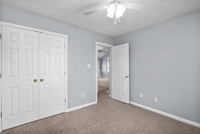 4308 Felmellow Dr, Grovetown, GA 30813 - unfurnished bedroom with carpet flooring, baseboards, a closet, and ceiling fan