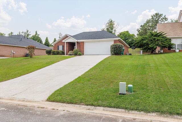 4308 Felmellow Dr, Grovetown, GA 30813 - ranch-style home with concrete driveway, a garage, a front lawn, and brick siding