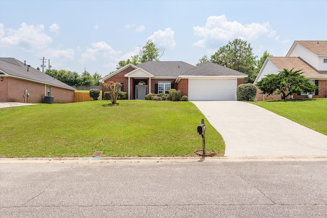 4308 Felmellow Dr, Grovetown, GA 30813 - view of front of property with brick siding, driveway, a front yard, a garage, and central AC