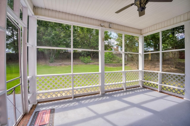 5107 Windmill Pl, Evans, GA 30809 - unfurnished sunroom featuring a ceiling fan