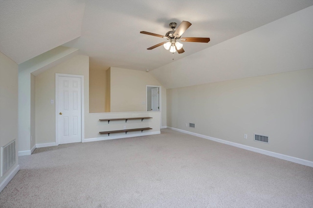 5107 Windmill Pl, Evans, GA 30809 - bonus room with light colored carpet, vaulted ceiling, and a ceiling fan