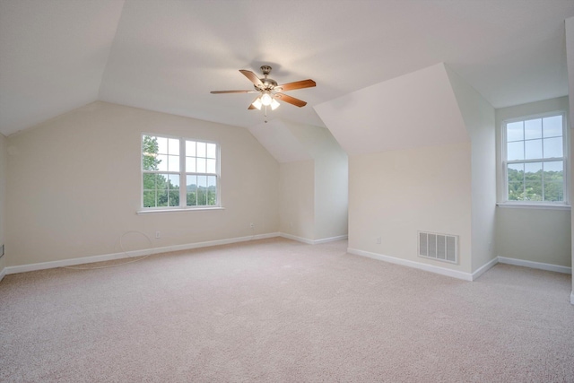 5107 Windmill Pl, Evans, GA 30809 - bonus room with light colored carpet, lofted ceiling, and a ceiling fan