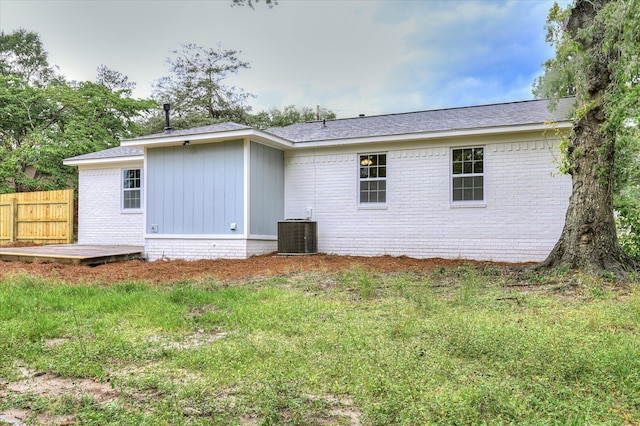 355 E Park Way Ct, Martinez, GA 30907 - back of property with brick siding, central AC, and a wooden deck