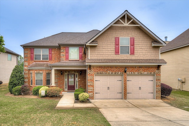 3051 Parkridge Dr, Grovetown, GA 30813 - view of front of house featuring an attached garage, driveway, a front lawn, roof with shingles, and brick siding
