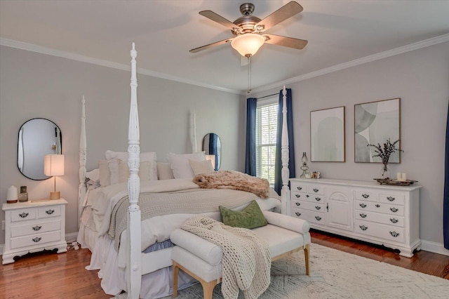 4002 Backwater Ct, Evans, GA 30809 - bedroom with ornamental molding, ceiling fan, baseboards, and dark wood-style floors